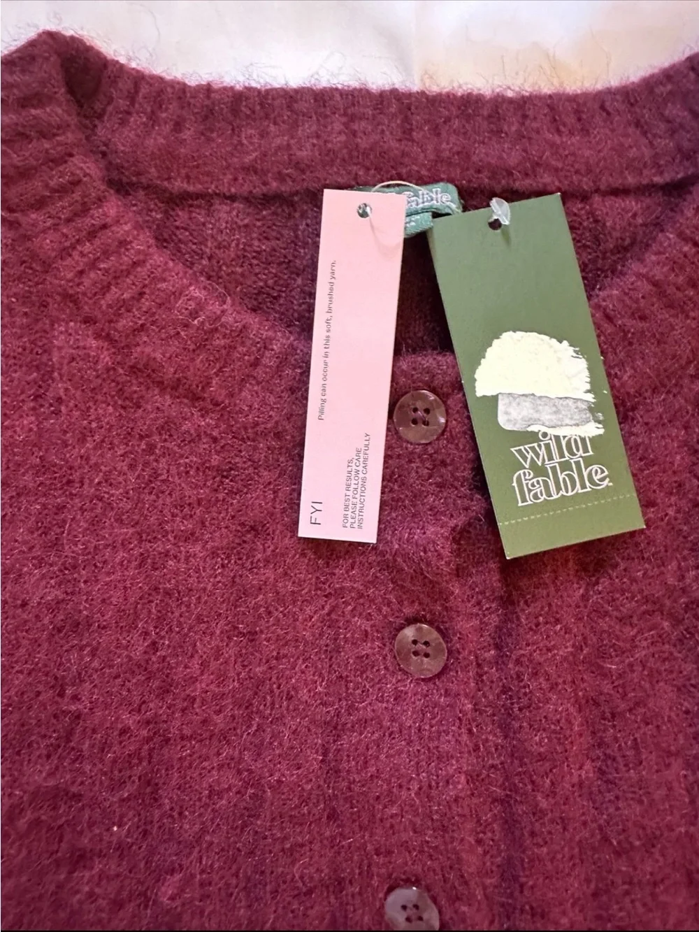 Wild Fable Fuzzy Burgundy Button Down Cardigan Size Large NWT